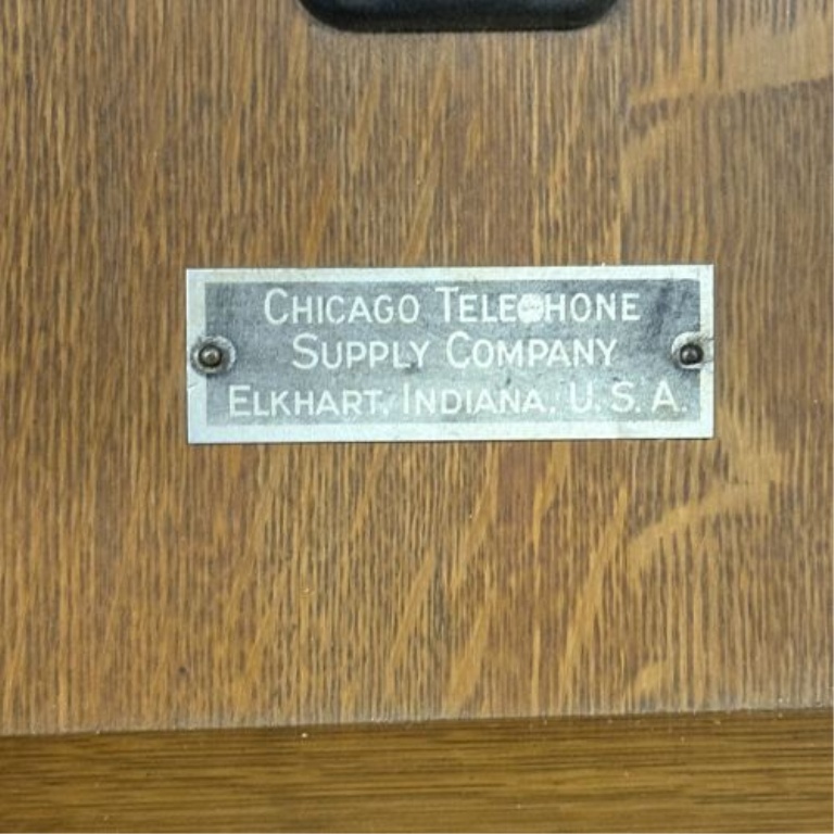 Chicago Telephone Supply Company Antique Oak Wall-Mounted Magneto Crank Telephone