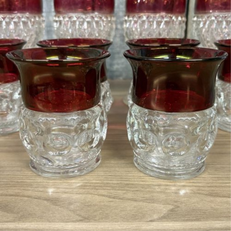 A Ten-Piece Collection of American Ruby Flashed Pressed Glass Tableware