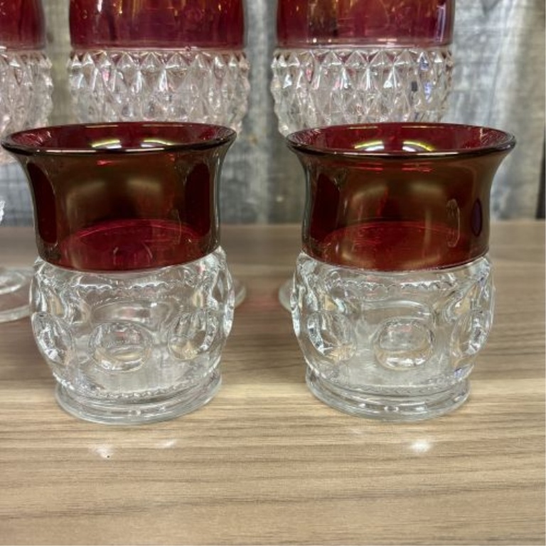 A Ten-Piece Collection of American Ruby Flashed Pressed Glass Tableware