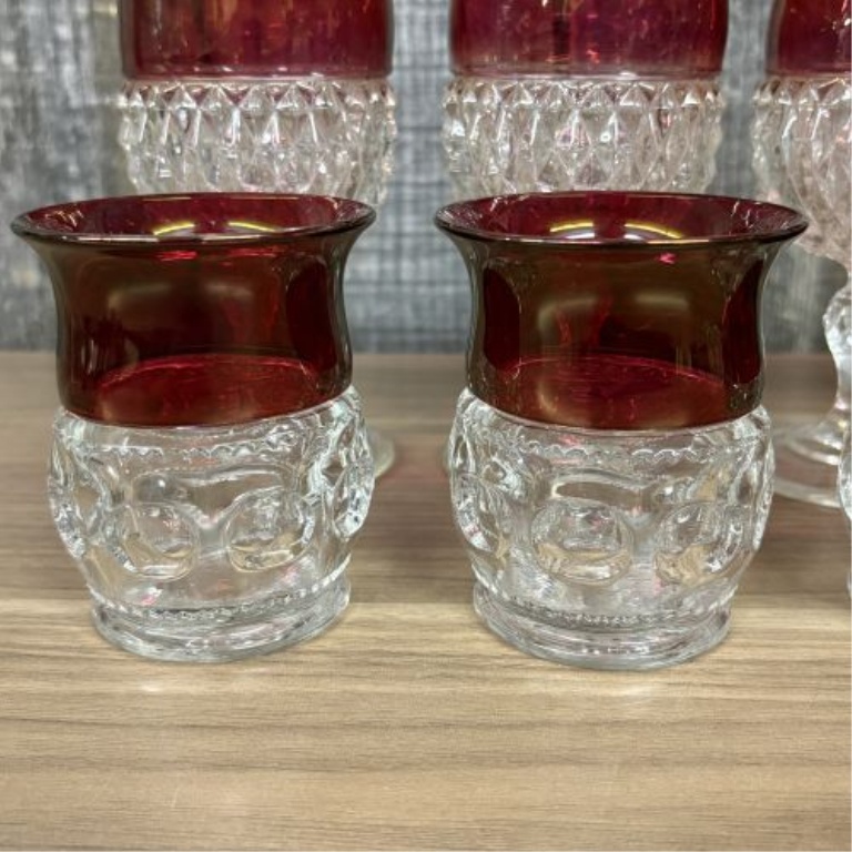 A Ten-Piece Collection of American Ruby Flashed Pressed Glass Tableware