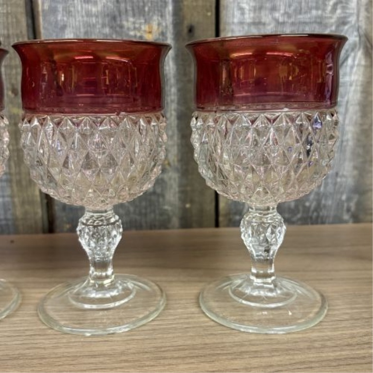 A Ten-Piece Collection of American Ruby Flashed Pressed Glass Tableware