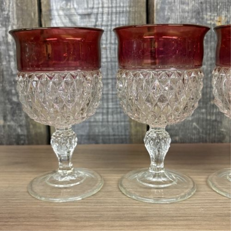 A Ten-Piece Collection of American Ruby Flashed Pressed Glass Tableware