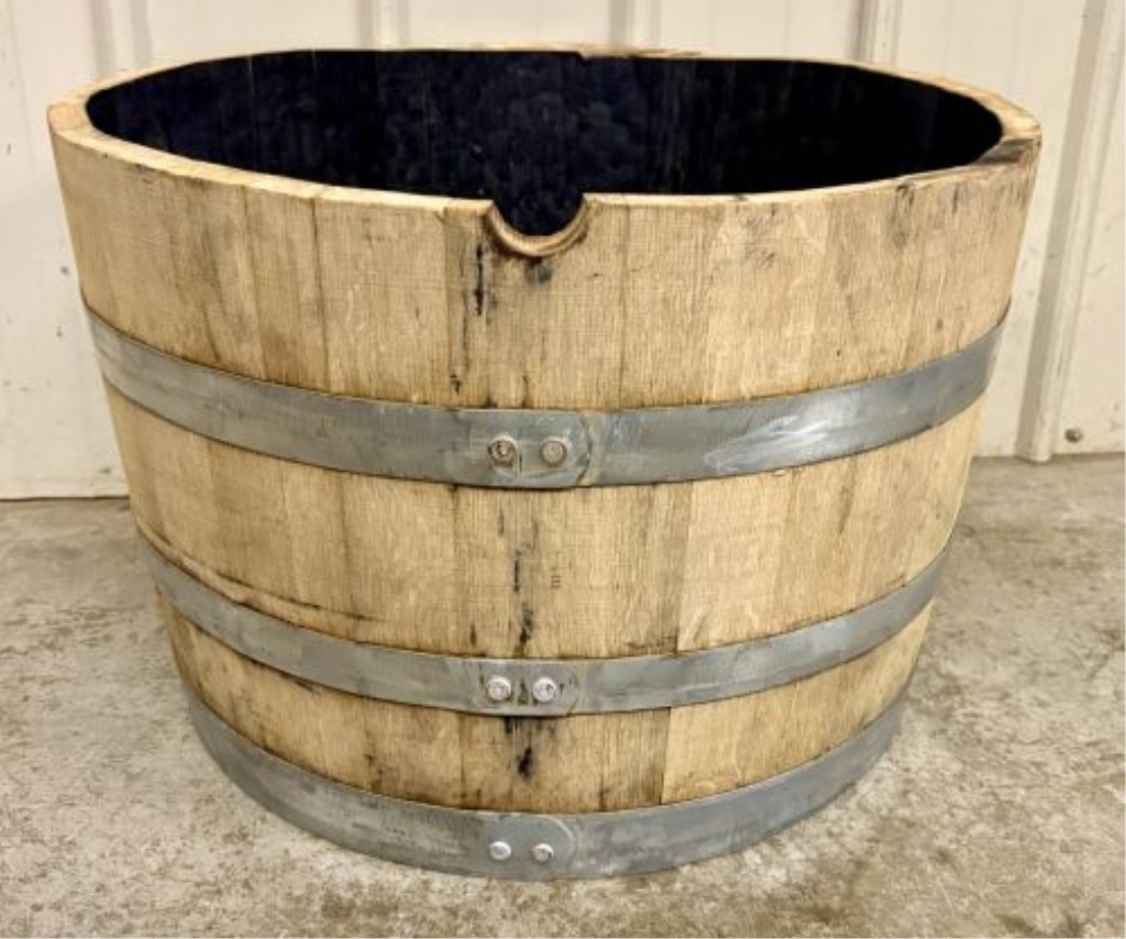 Reclaimed White Oak Whiskey Half-Barrel Planter