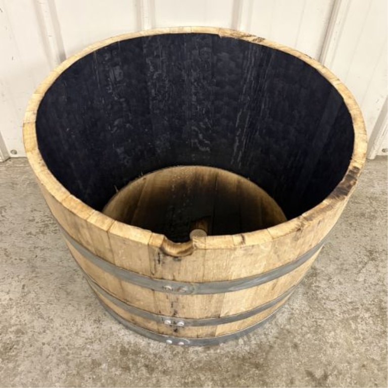 Reclaimed White Oak Whiskey Half-Barrel Planter
