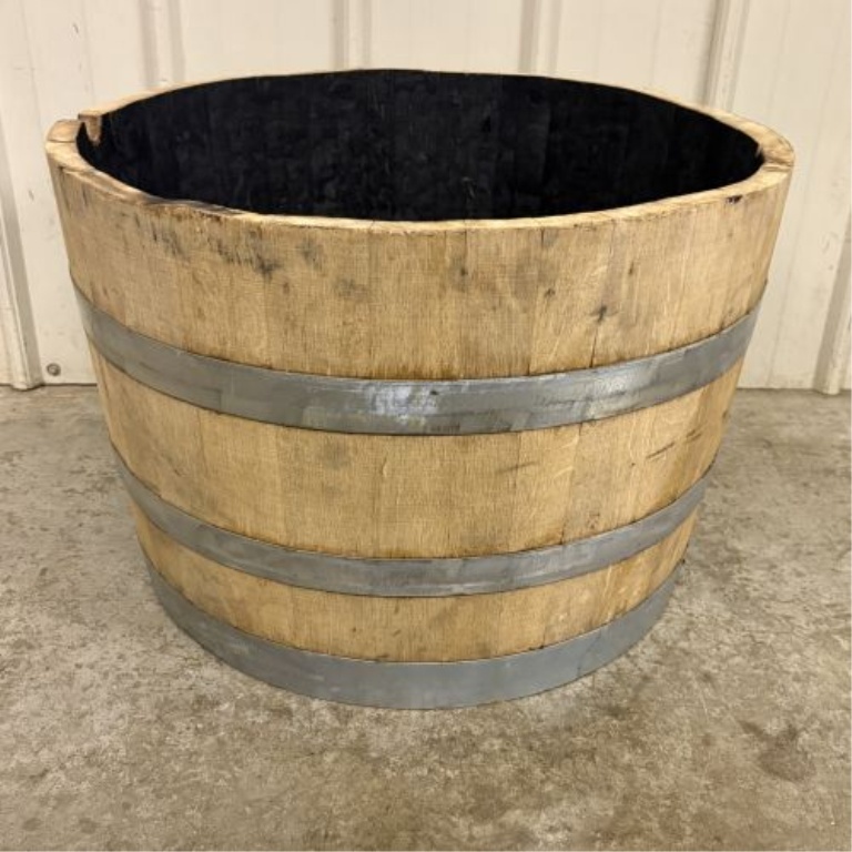 Reclaimed White Oak Whiskey Half-Barrel Planter