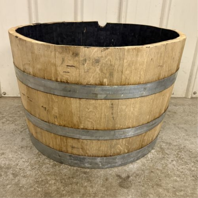 Reclaimed White Oak Whiskey Half-Barrel Planter
