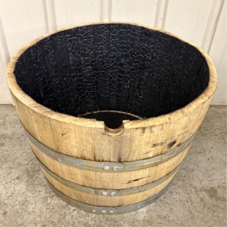 Repurposed Oak Whiskey Half-Barrel Planter