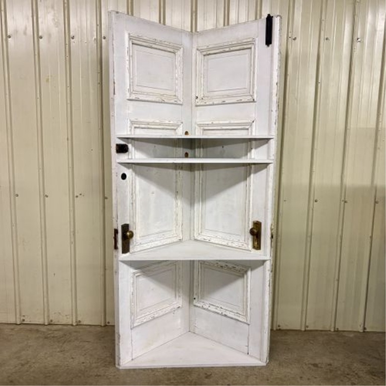 Upcycled Architectural Salvage Painted Wood Corner Bookcase