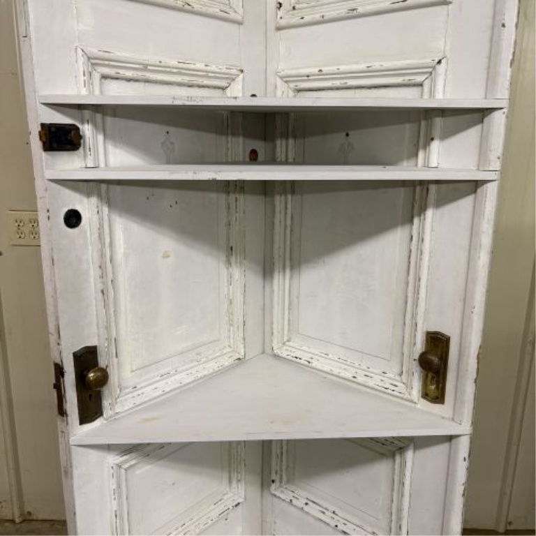 Upcycled Architectural Salvage Painted Wood Corner Bookcase