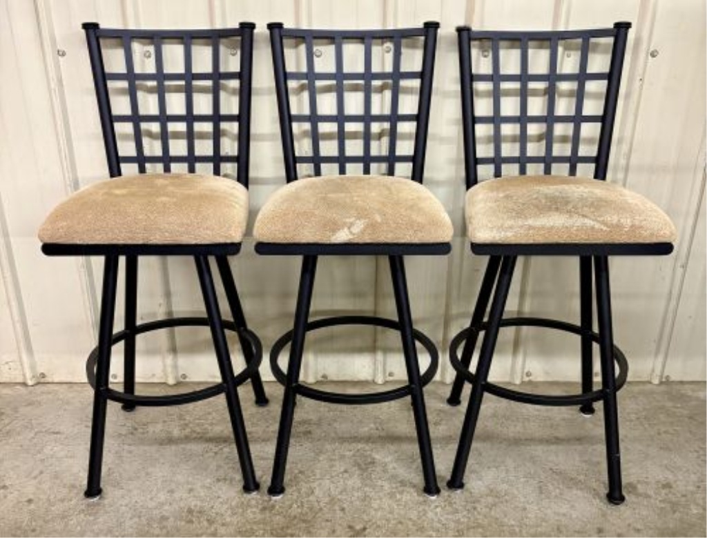 Set of Five Contemporary Grid Back Swivel Bar Stools
