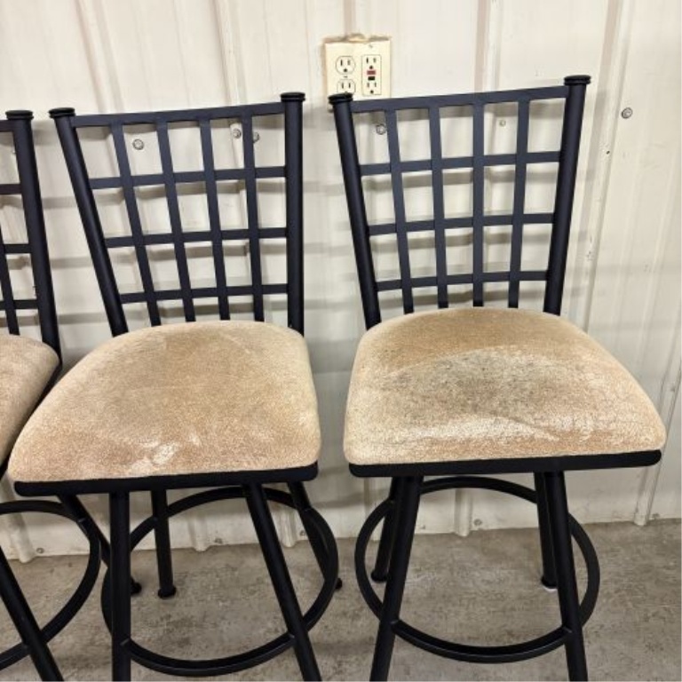 Set of Five Contemporary Grid Back Swivel Bar Stools