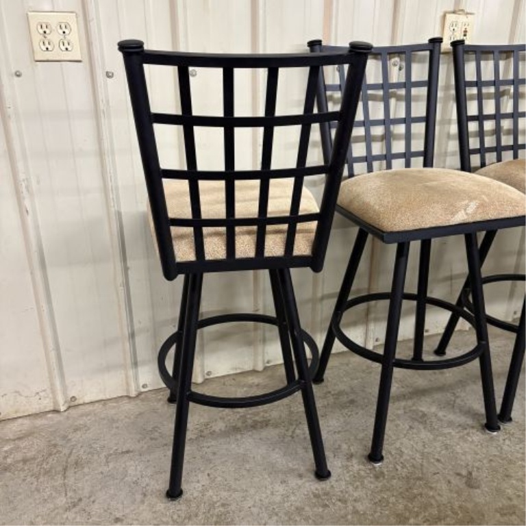 Set of Five Contemporary Grid Back Swivel Bar Stools