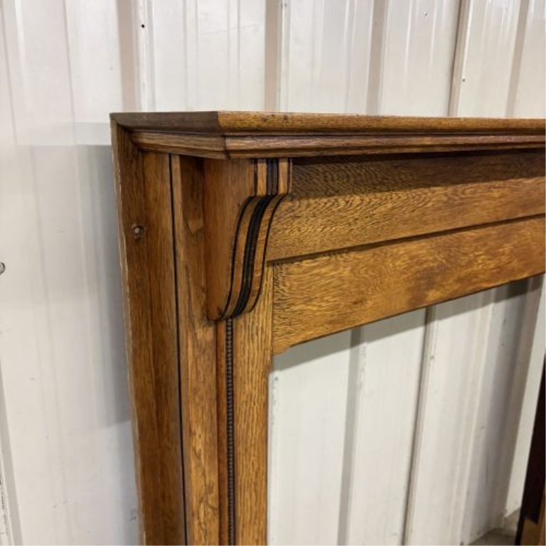 American Early 20th Century Oak Fireplace Mantel with Scrolled Corbels and Rope Molding