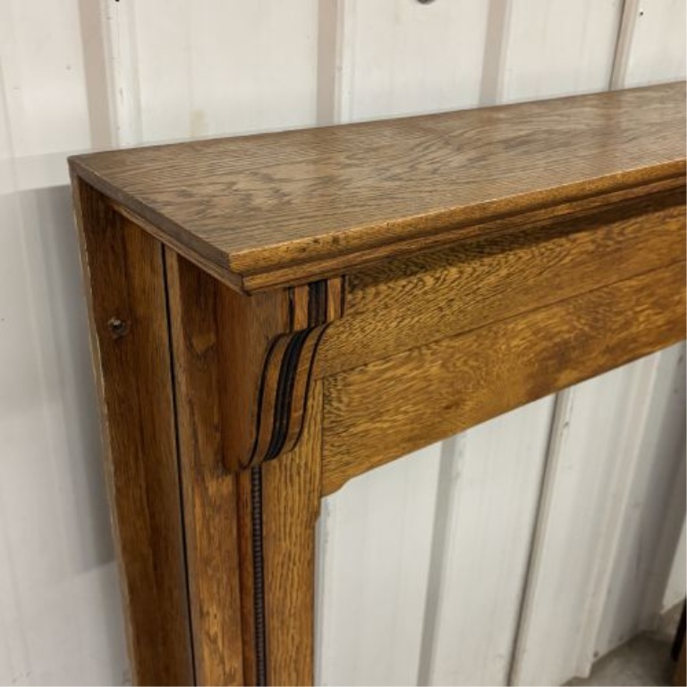 American Early 20th Century Oak Fireplace Mantel with Scrolled Corbels and Rope Molding
