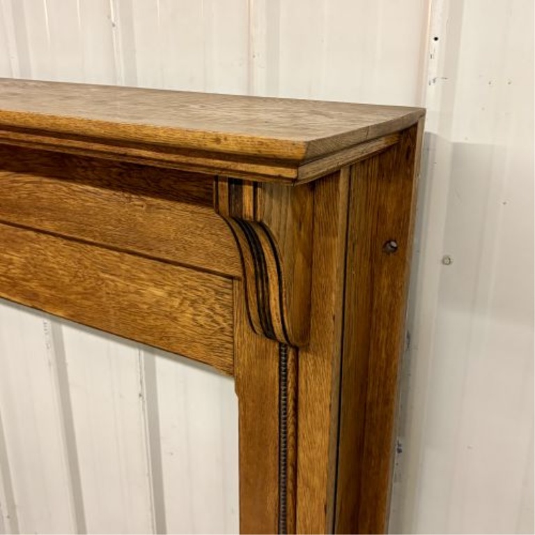 American Early 20th Century Oak Fireplace Mantel with Scrolled Corbels and Rope Molding