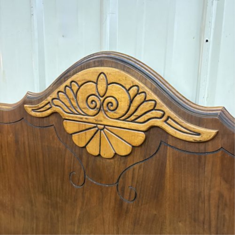 Vintage French Provincial Style Full Size Mixed Wood Bed Frame