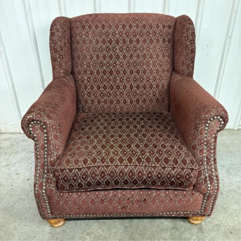Lancer Inc. Traditional Wingback Armchair and Matching Ottoman