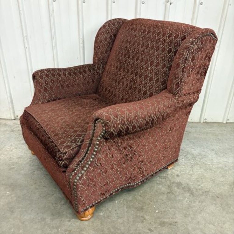Lancer Inc. Traditional Wingback Armchair and Matching Ottoman