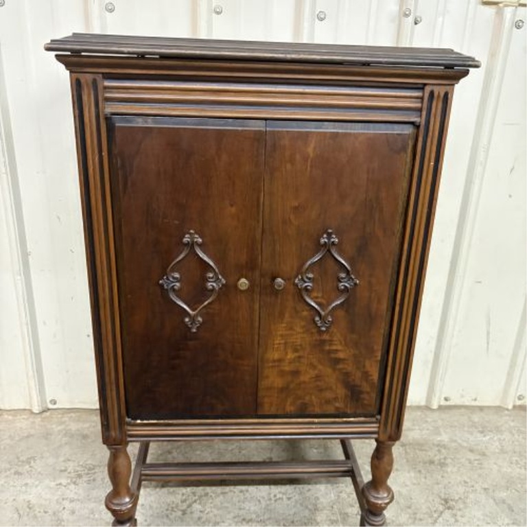 Attributed to Brunswick, Spanish Revival Mahogany Phonograph Cabinet, Early 20th Century
