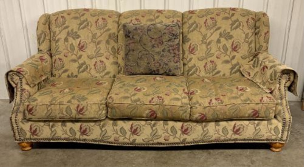 Lancer Inc. Traditional Wingback Style Floral Tapestry Three Cushion Sofa