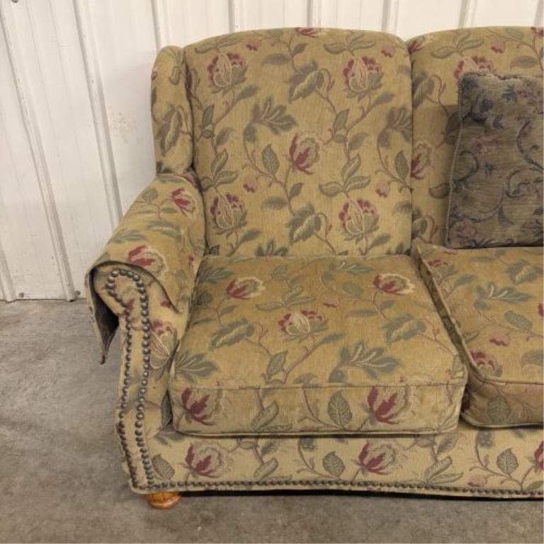 Lancer Inc. Traditional Wingback Style Floral Tapestry Three Cushion Sofa