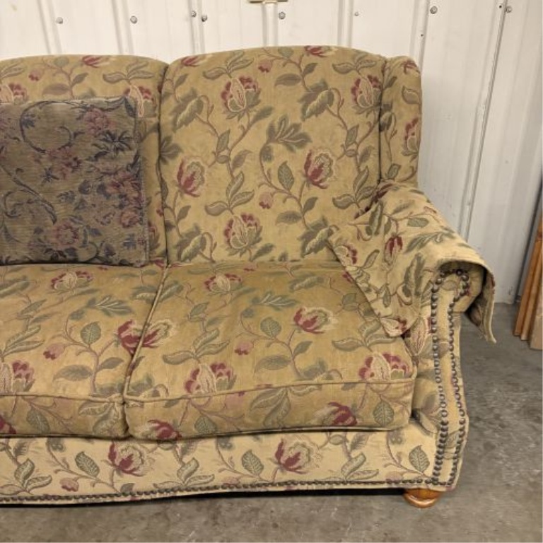 Lancer Inc. Traditional Wingback Style Floral Tapestry Three Cushion Sofa