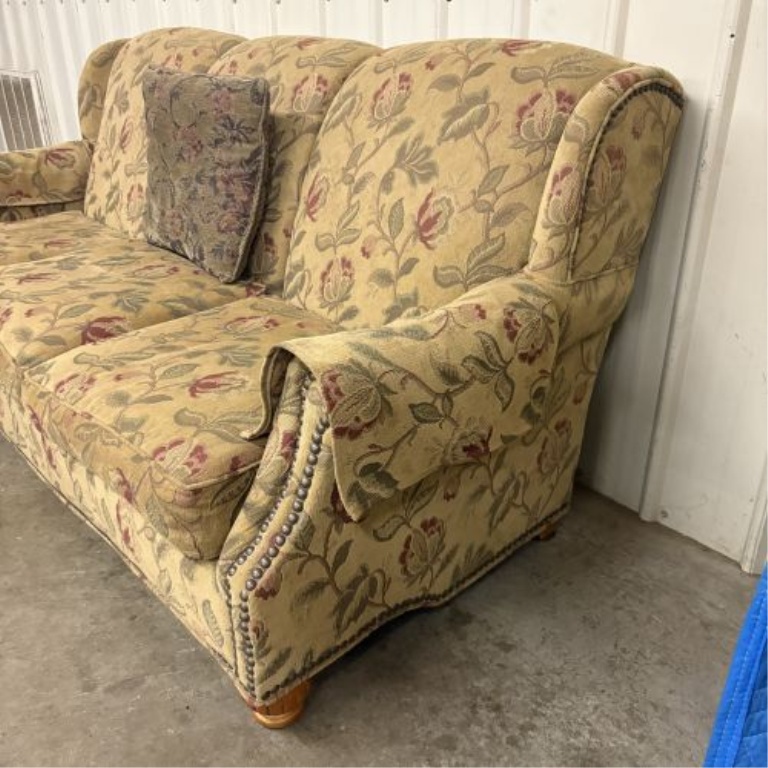Lancer Inc. Traditional Wingback Style Floral Tapestry Three Cushion Sofa