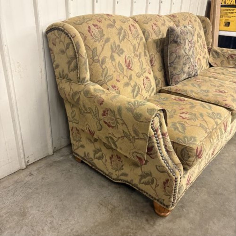Lancer Inc. Traditional Wingback Style Floral Tapestry Three Cushion Sofa