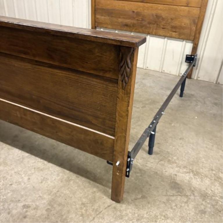 Late 19th or Early 20th Century American Empire Style Carved Oak Full Size Bed
