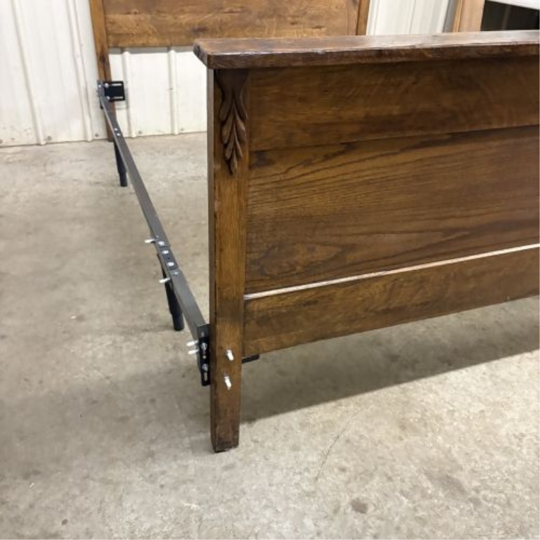 Late 19th or Early 20th Century American Empire Style Carved Oak Full Size Bed