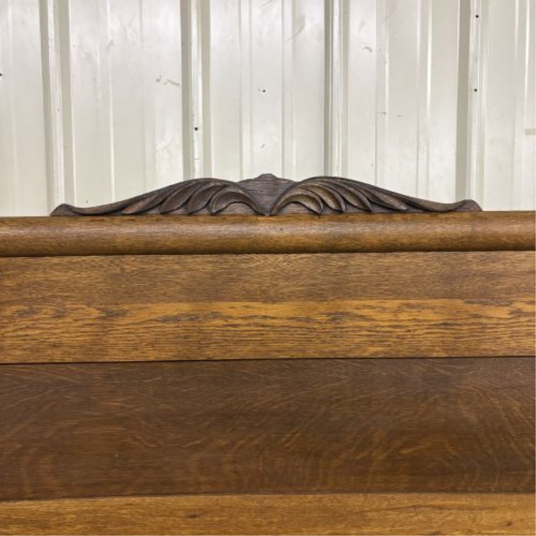 Late 19th or Early 20th Century American Empire Style Carved Oak Full Size Bed