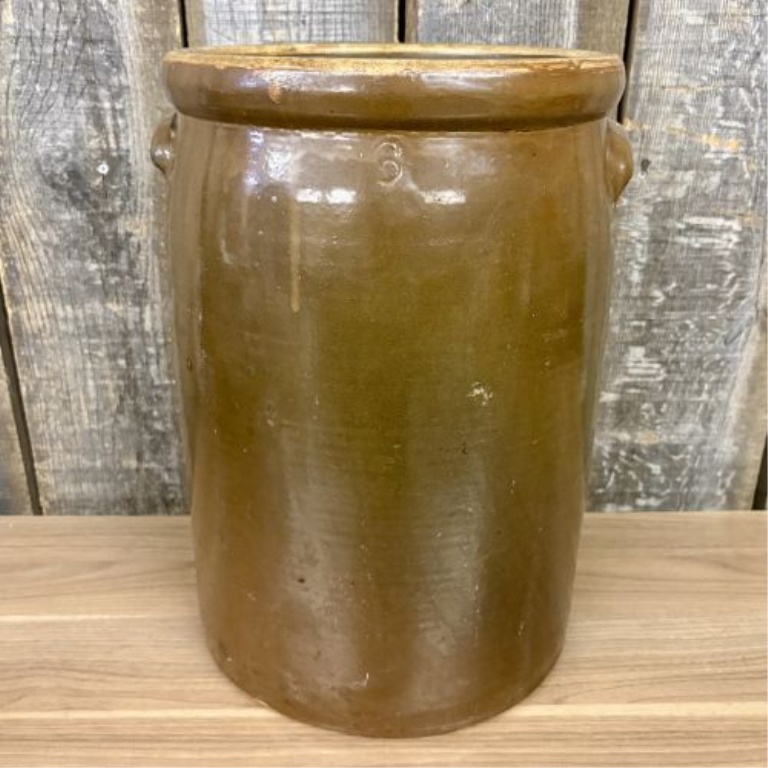 Three-Gallon Brown Slip-Glazed Stoneware Storage Crock