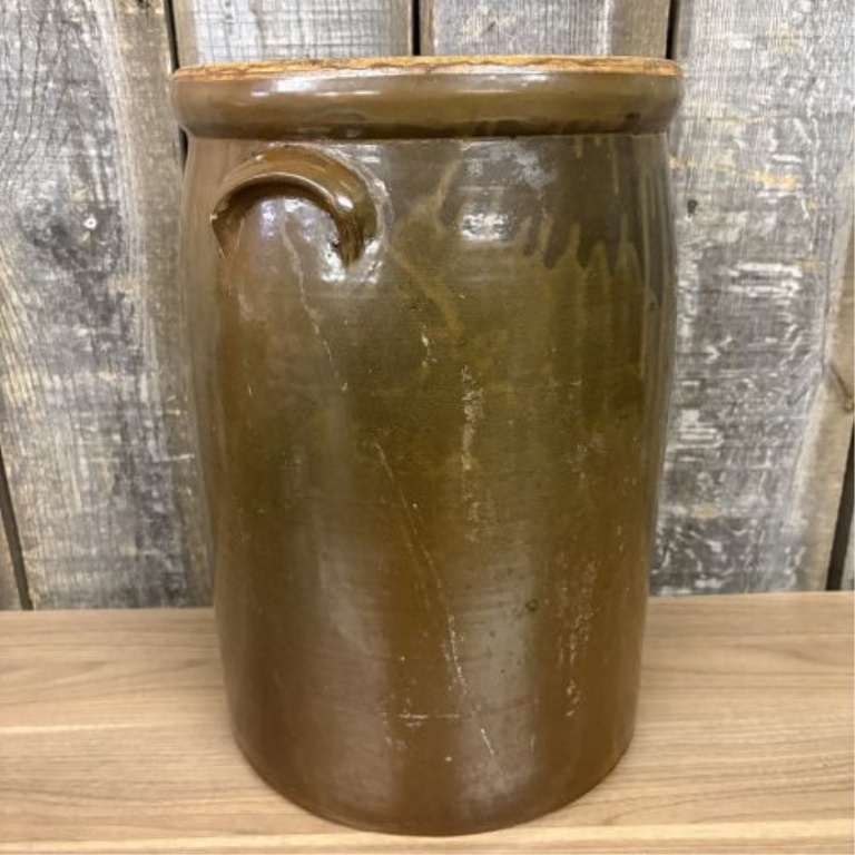 Three-Gallon Brown Slip-Glazed Stoneware Storage Crock