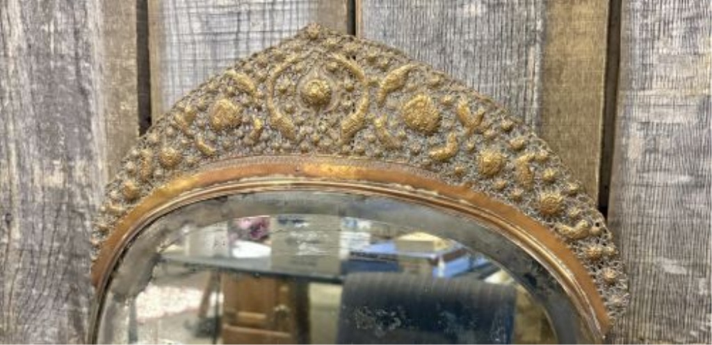 Persian Isfahan Style Pierced Metal Tabletop Swivel Mirror