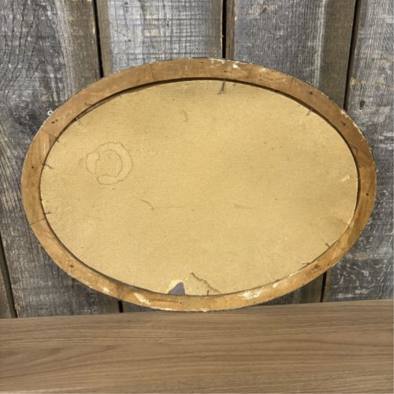 Antique Reverse Painting on Convex Glass of the U.S. Capitol Building in Oval Frame