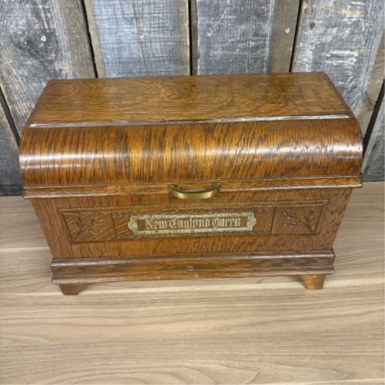 Antique Oak New England Queen Sewing Machine Coffin Top Dust Cover