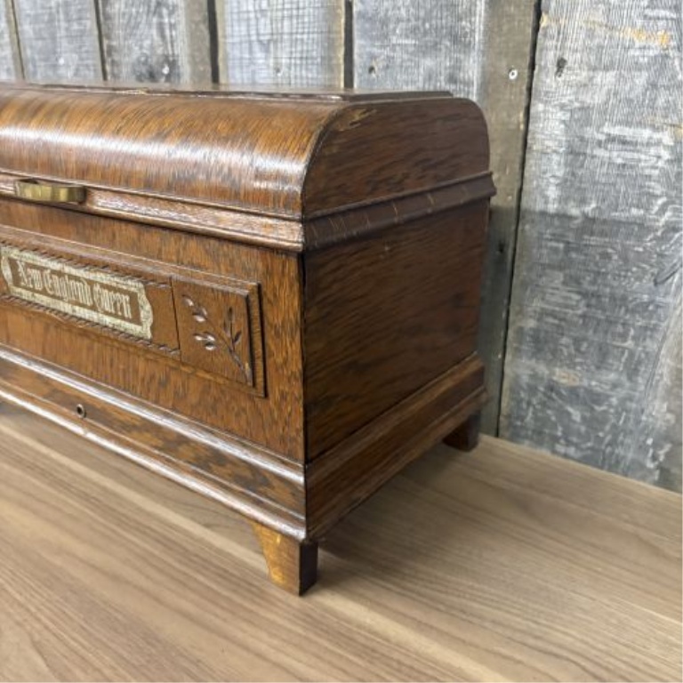 Antique Oak New England Queen Sewing Machine Coffin Top Dust Cover