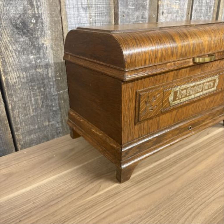 Antique Oak New England Queen Sewing Machine Coffin Top Dust Cover
