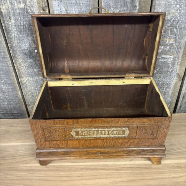 Antique Oak New England Queen Sewing Machine Coffin Top Dust Cover