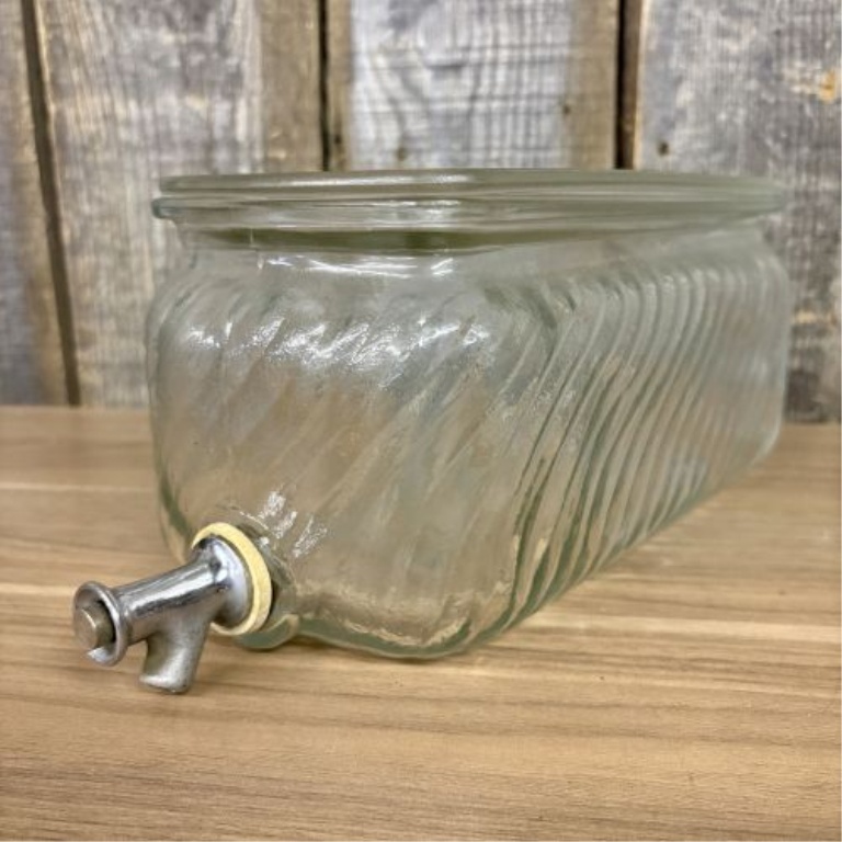 Vintage Pressed Glass Refrigerator Water Dispenser with Chrome Spigot