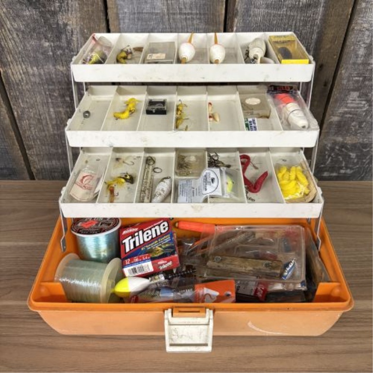 Adventurer Model 1499-5 Three-Tray Cantilever Tackle Box with Contents