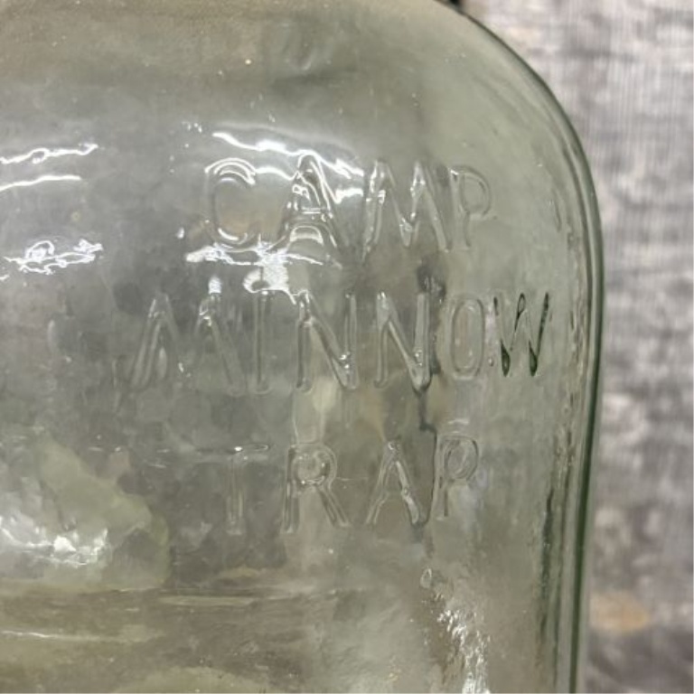 Vintage Camp Minnow Trap Glass Bait Jar Checotah Oklahoma