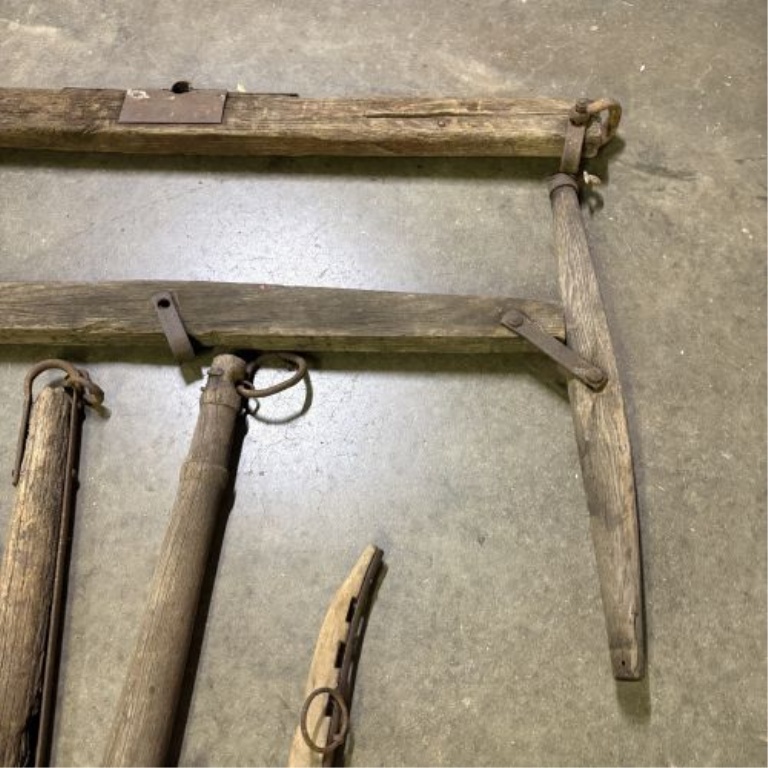 An Assortment of Antique Wood and Iron Horse-Drawn Vehicle and Harness Components