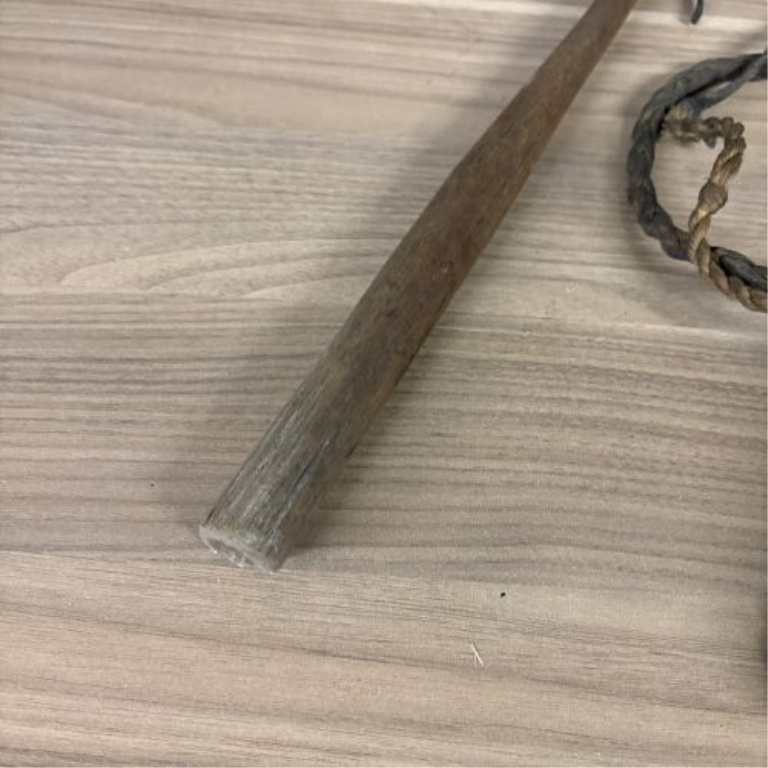 Antique Braided Leather Quirt with Turned Wood Handle