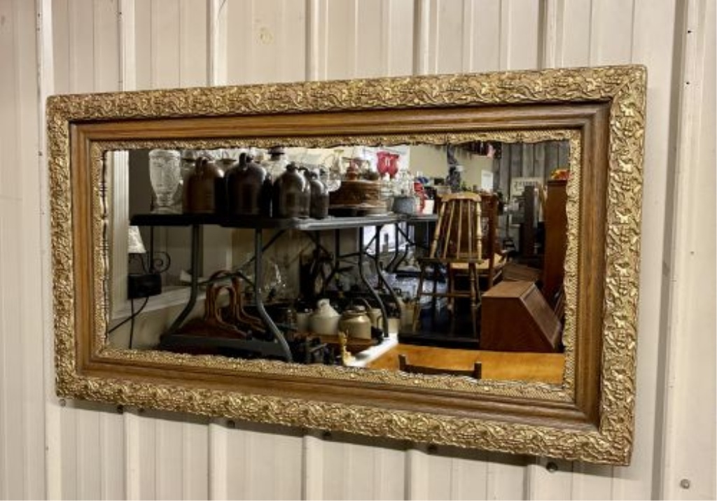 Late 19th Century Victorian Gilt and Stained Wood Wall Mirror