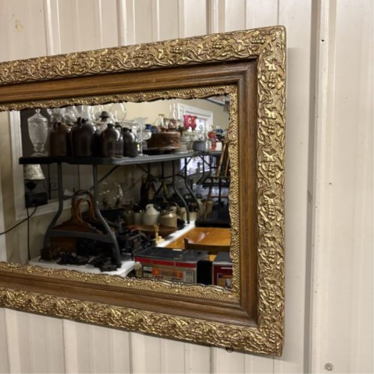Late 19th Century Victorian Gilt and Stained Wood Wall Mirror