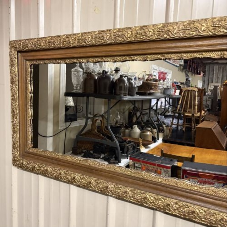 Late 19th Century Victorian Gilt and Stained Wood Wall Mirror