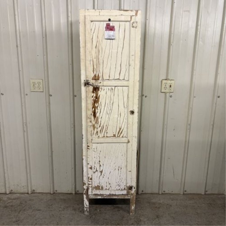 American Primitive White Painted Pine Chimney Cupboard
