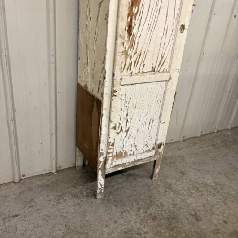 American Primitive White Painted Pine Chimney Cupboard
