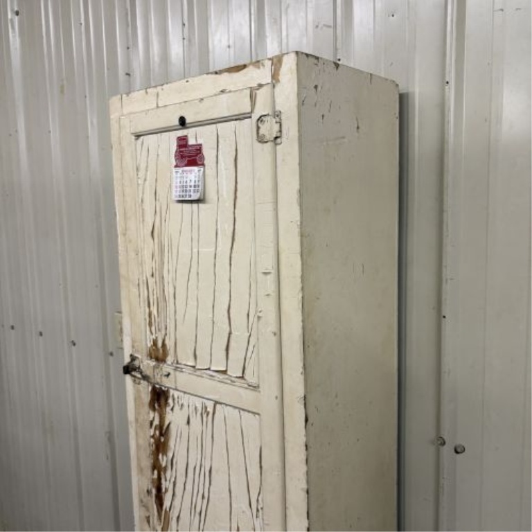 American Primitive White Painted Pine Chimney Cupboard